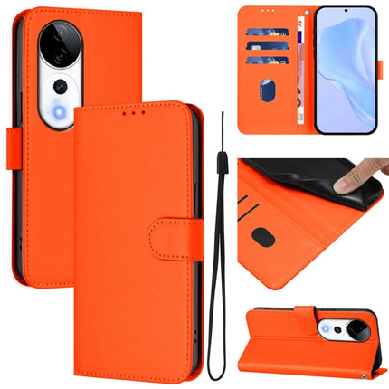Skin Feel Solid Color Leather Phone Case with Lanyard, For vivo S19 Pro