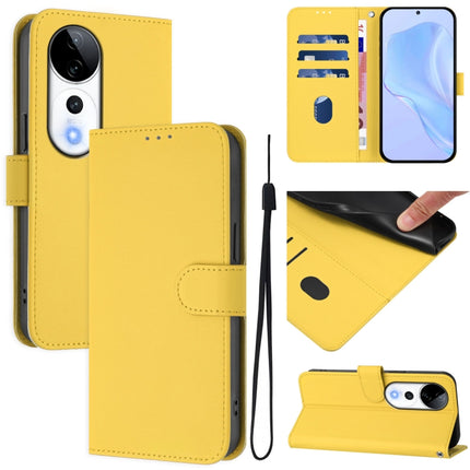 Skin Feel Solid Color Leather Phone Case with Lanyard, For vivo S19 Pro