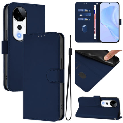 Skin Feel Solid Color Leather Phone Case with Lanyard, For vivo S19 Pro