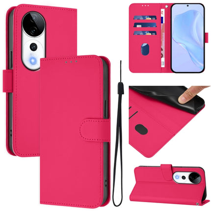 Skin Feel Solid Color Leather Phone Case with Lanyard, For vivo S19 Pro
