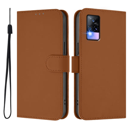 Skin Feel Solid Color Leather Phone Case with Lanyard, For vivo V20 / V21E 4G / Y73 2021