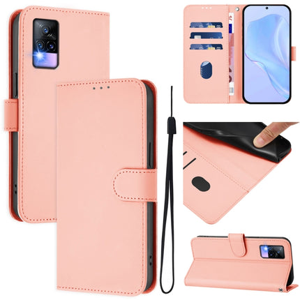 Skin Feel Solid Color Leather Phone Case with Lanyard, For vivo V20 / V21E 4G / Y73 2021