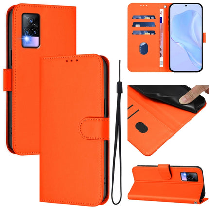 Skin Feel Solid Color Leather Phone Case with Lanyard, For vivo V20 / V21E 4G / Y73 2021