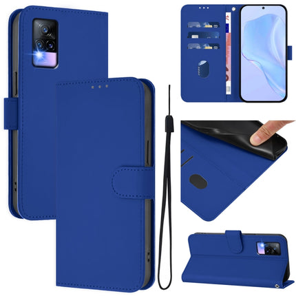 Skin Feel Solid Color Leather Phone Case with Lanyard, For vivo V20 / V21E 4G / Y73 2021