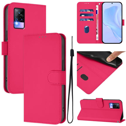 Skin Feel Solid Color Leather Phone Case with Lanyard, For vivo V20 / V21E 4G / Y73 2021