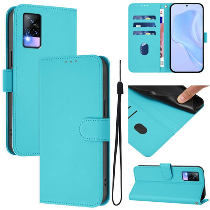 Skin Feel Solid Color Leather Phone Case with Lanyard, For vivo V20 / V21E 4G / Y73 2021