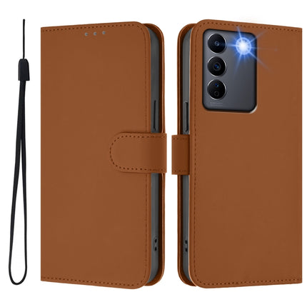 Skin Feel Solid Color Leather Phone Case with Lanyard, For vivo V27E 4G Global / T2 4G Global