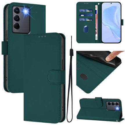 Skin Feel Solid Color Leather Phone Case with Lanyard, For vivo V27E 4G Global / T2 4G Global