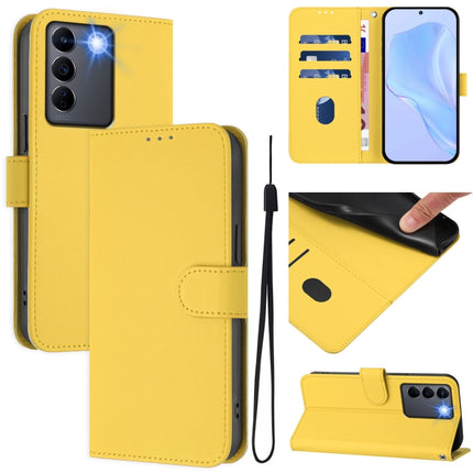 Skin Feel Solid Color Leather Phone Case with Lanyard, For vivo V27E 4G Global / T2 4G Global
