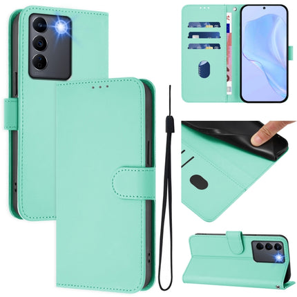 Skin Feel Solid Color Leather Phone Case with Lanyard, For vivo V27E 4G Global / T2 4G Global