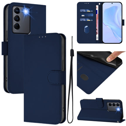 Skin Feel Solid Color Leather Phone Case with Lanyard, For vivo V27E 4G Global / T2 4G Global