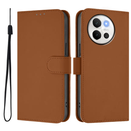 Skin Feel Solid Color Leather Phone Case with Lanyard, For vivo V40 Lite 5G / V30E 5G Global