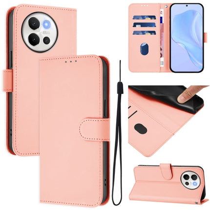 Skin Feel Solid Color Leather Phone Case with Lanyard, For vivo V40 Lite 5G / V30E 5G Global