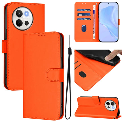 Skin Feel Solid Color Leather Phone Case with Lanyard, For vivo V40 Lite 5G / V30E 5G Global