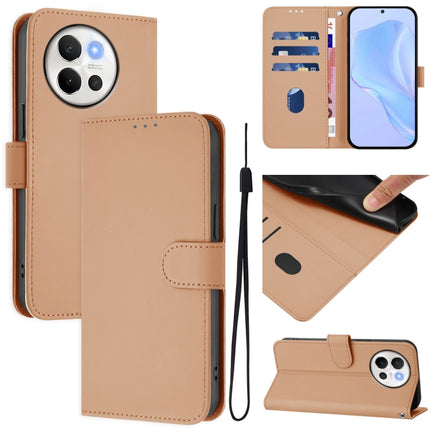 Skin Feel Solid Color Leather Phone Case with Lanyard, For vivo V40 Lite 5G / V30E 5G Global