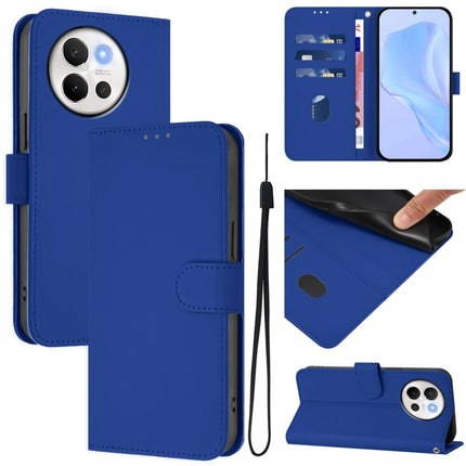 Skin Feel Solid Color Leather Phone Case with Lanyard, For vivo V40 Lite 5G / V30E 5G Global