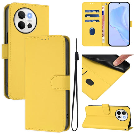 Skin Feel Solid Color Leather Phone Case with Lanyard, For vivo V40 Lite 5G / V30E 5G Global