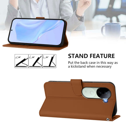 Skin Feel Solid Color Leather Phone Case with Lanyard, For vivo V40E 5G India / iQOO Z9s 5G