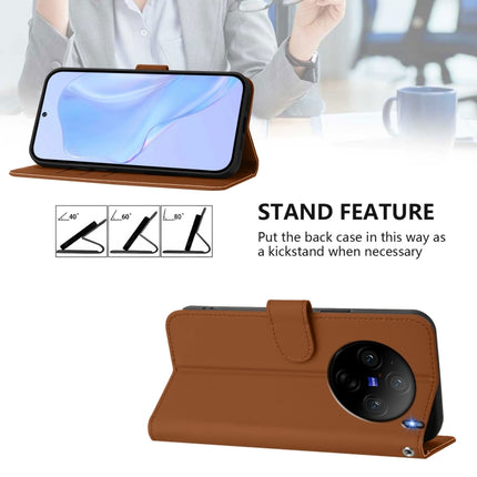 Skin Feel Solid Color Leather Phone Case with Lanyard, For vivo X100S 5G