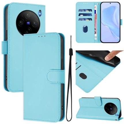 Skin Feel Solid Color Leather Phone Case with Lanyard, For vivo X100S 5G