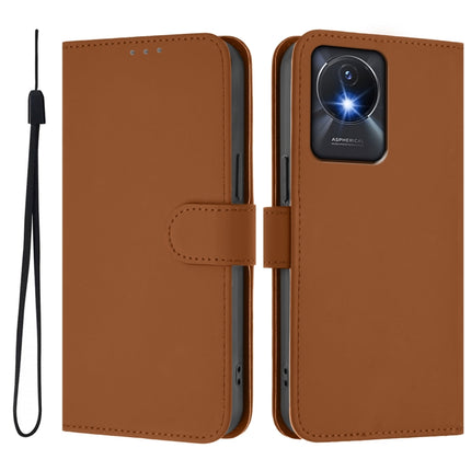 Skin Feel Solid Color Leather Phone Case with Lanyard, For vivo Y02A 4G / Y02 4G / Y11 2023