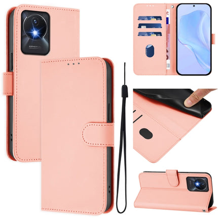 Skin Feel Solid Color Leather Phone Case with Lanyard, For vivo Y02A 4G / Y02 4G / Y11 2023