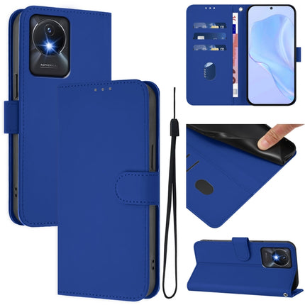 Skin Feel Solid Color Leather Phone Case with Lanyard, For vivo Y02A 4G / Y02 4G / Y11 2023