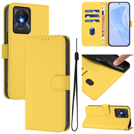 Skin Feel Solid Color Leather Phone Case with Lanyard, For vivo Y02A 4G / Y02 4G / Y11 2023