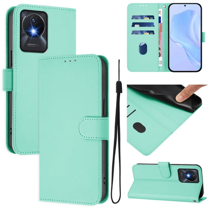 Skin Feel Solid Color Leather Phone Case with Lanyard, For vivo Y02A 4G / Y02 4G / Y11 2023