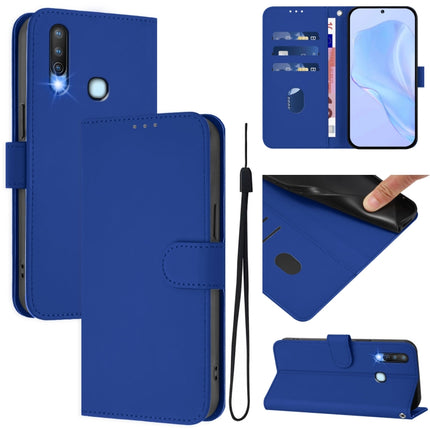 Skin Feel Solid Color Leather Phone Case with Lanyard, For vivo Y17 / Y15 / Y12 / Y11