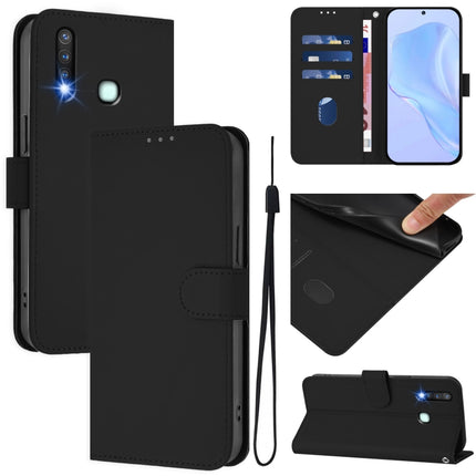 Skin Feel Solid Color Leather Phone Case with Lanyard, For vivo Y19 / U3 / Y5S / Z5i / U20