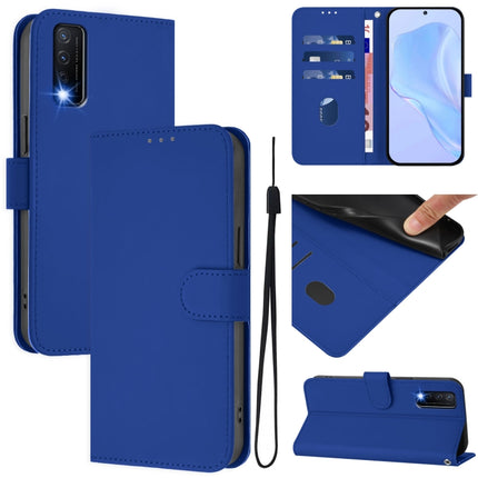 Skin Feel Solid Color Leather Phone Case with Lanyard, For vivo Y20 / Y20i / Y20S / Y11S