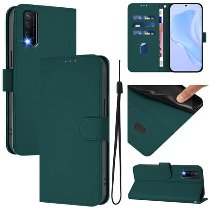 Skin Feel Solid Color Leather Phone Case with Lanyard, For vivo Y20 / Y20i / Y20S / Y11S