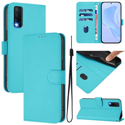 Skin Feel Solid Color Leather Phone Case with Lanyard, For vivo Y20 / Y20i / Y20S / Y11S
