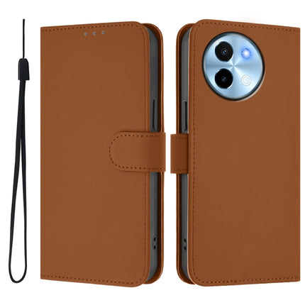 Skin Feel Solid Color Leather Phone Case with Lanyard, For vivo Y38 5G / Y200i Global