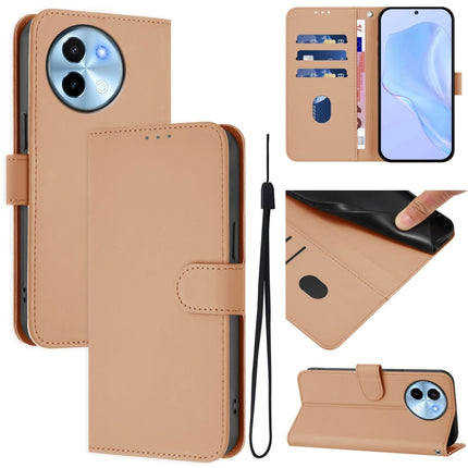 Skin Feel Solid Color Leather Phone Case with Lanyard, For vivo Y38 5G / Y200i Global