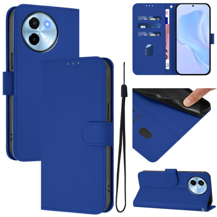 Skin Feel Solid Color Leather Phone Case with Lanyard, For vivo Y38 5G / Y200i Global