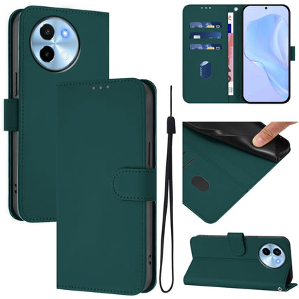 Skin Feel Solid Color Leather Phone Case with Lanyard, For vivo Y38 5G / Y200i Global