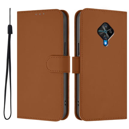 Skin Feel Solid Color Leather Phone Case with Lanyard, For vivo Y53S 4G / Y51A 2021