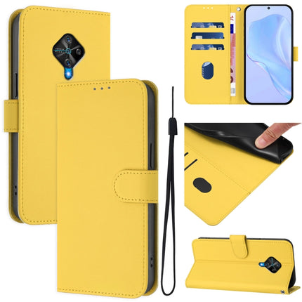 Skin Feel Solid Color Leather Phone Case with Lanyard, For vivo Y53S 4G / Y51A 2021