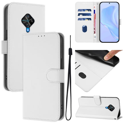 Skin Feel Solid Color Leather Phone Case with Lanyard, For vivo Y53S 4G / Y51A 2021