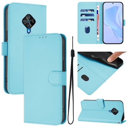 Skin Feel Solid Color Leather Phone Case with Lanyard, For vivo Y53S 4G / Y51A 2021
