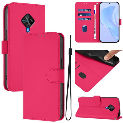 Skin Feel Solid Color Leather Phone Case with Lanyard, For vivo Y53S 4G / Y51A 2021