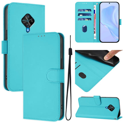 Skin Feel Solid Color Leather Phone Case with Lanyard, For vivo Y53S 4G / Y51A 2021