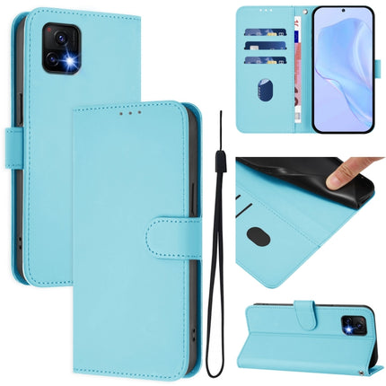Skin Feel Solid Color Leather Phone Case with Lanyard, For vivo Y52S 5G / iQOO U3 / Y31S 5G