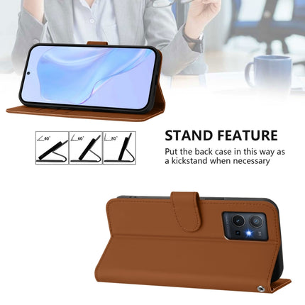 Skin Feel Solid Color Leather Phone Case with Lanyard, For vivo Y55S 2023 5G / Y55 5G Global