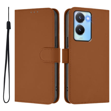 Skin Feel Solid Color Leather Phone Case with Lanyard, For vivo Y56 5G Global / Y16 4G Global