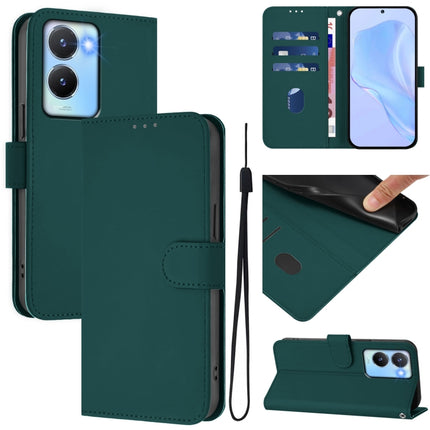 Skin Feel Solid Color Leather Phone Case with Lanyard, For vivo Y56 5G Global / Y16 4G Global