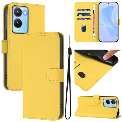Skin Feel Solid Color Leather Phone Case with Lanyard, For vivo Y56 5G Global / Y16 4G Global