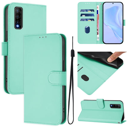 Skin Feel Solid Color Leather Phone Case with Lanyard, For vivo Y70S